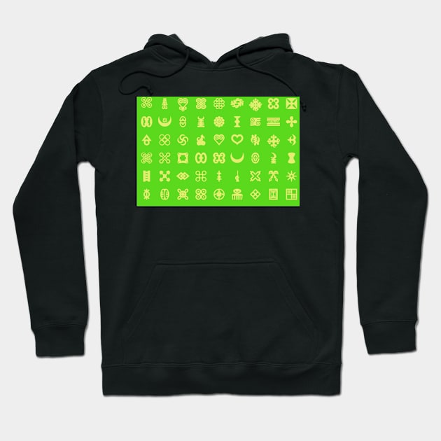 Adinkra Pattern - Green and Gold Hoodie by pocshop